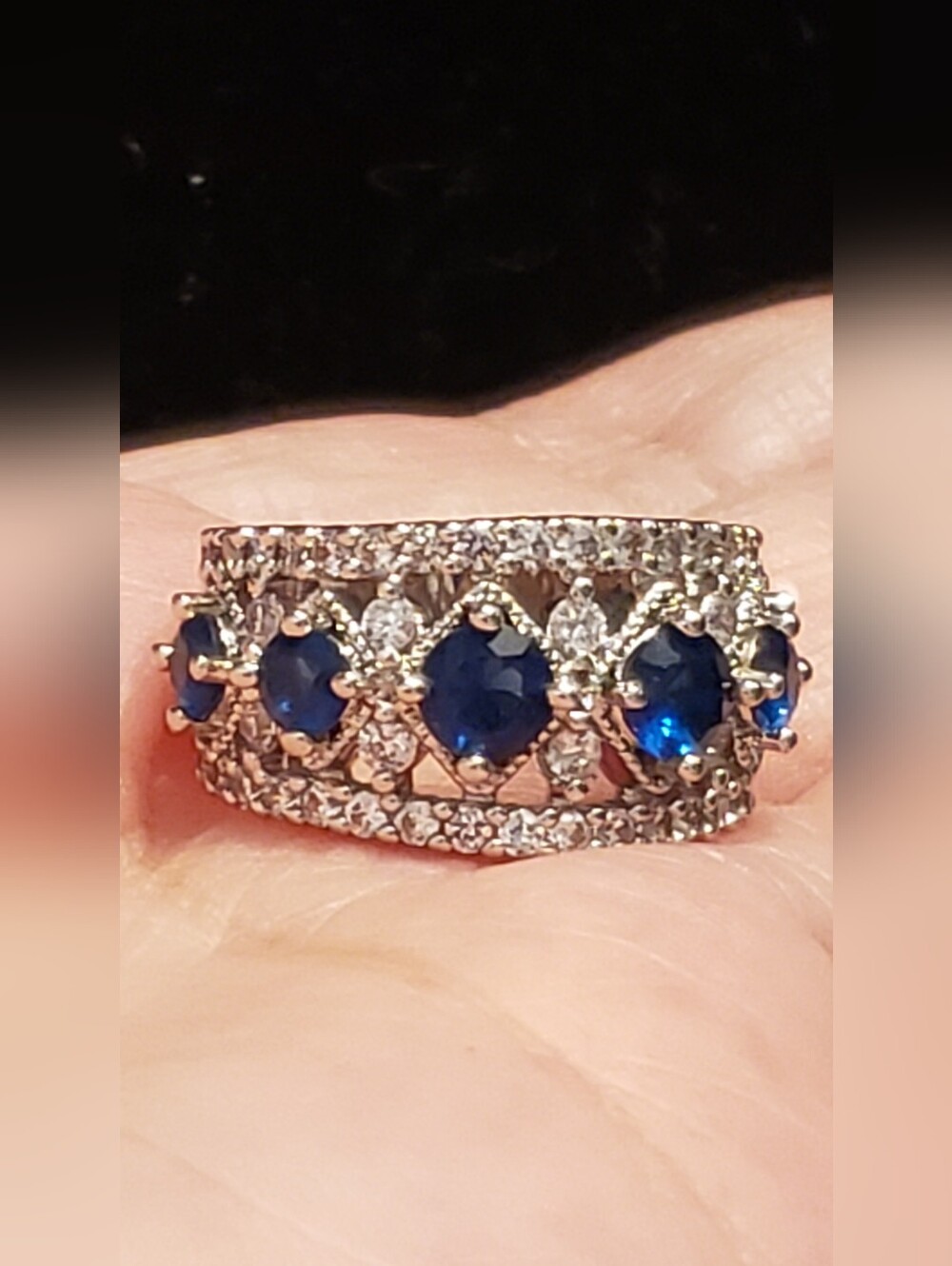 NEW Sapphire & Sterling Fashion Ring, Sz 6 Absolutely Regal, Gorgeous Weighty